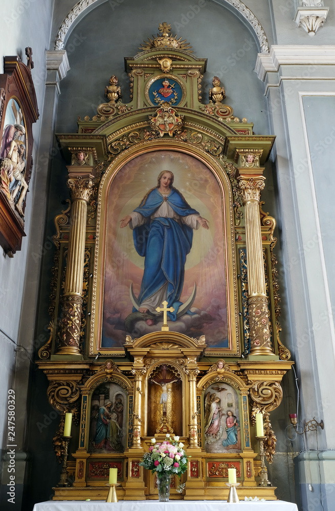 Our Lady, altar in the Basilica of the Sacred Heart of Jesus in Zagreb, Croatia