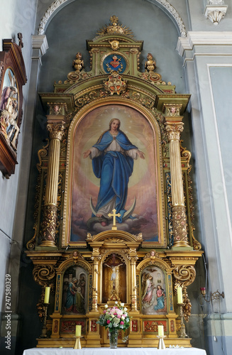 Our Lady, altar in the Basilica of the Sacred Heart of Jesus in Zagreb, Croatia