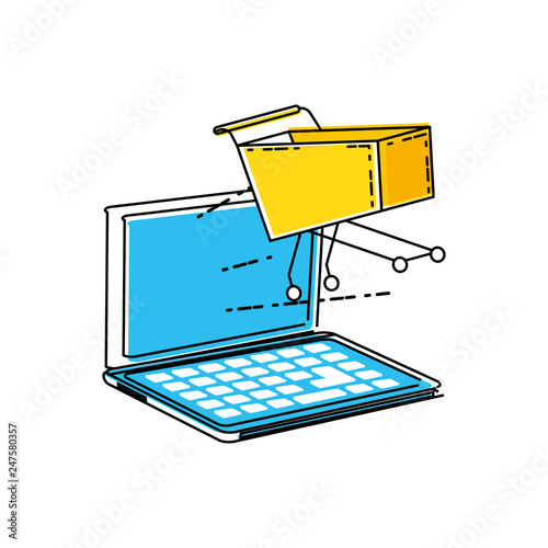 laptop computer with shopping cart