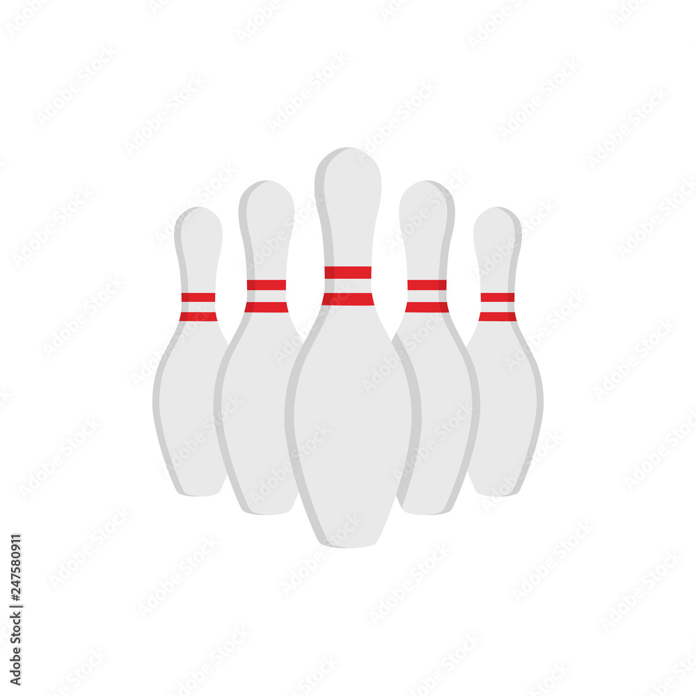 Bowling game pin ball design flat vector stock isolated on white background Bowling game pin ball design flat vector stock isolated on white background