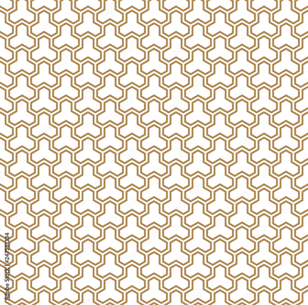 Seamless pattern based on Japanese ornament Kumiko.Golden color. Seamless pattern based on Japanese ornament Kumiko.Golden color.