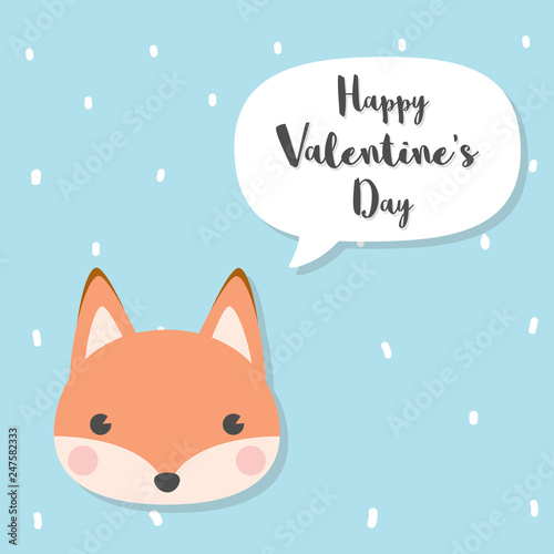 A Cute Fox Wolf Vector illustration for Valentine s Day invitation card.