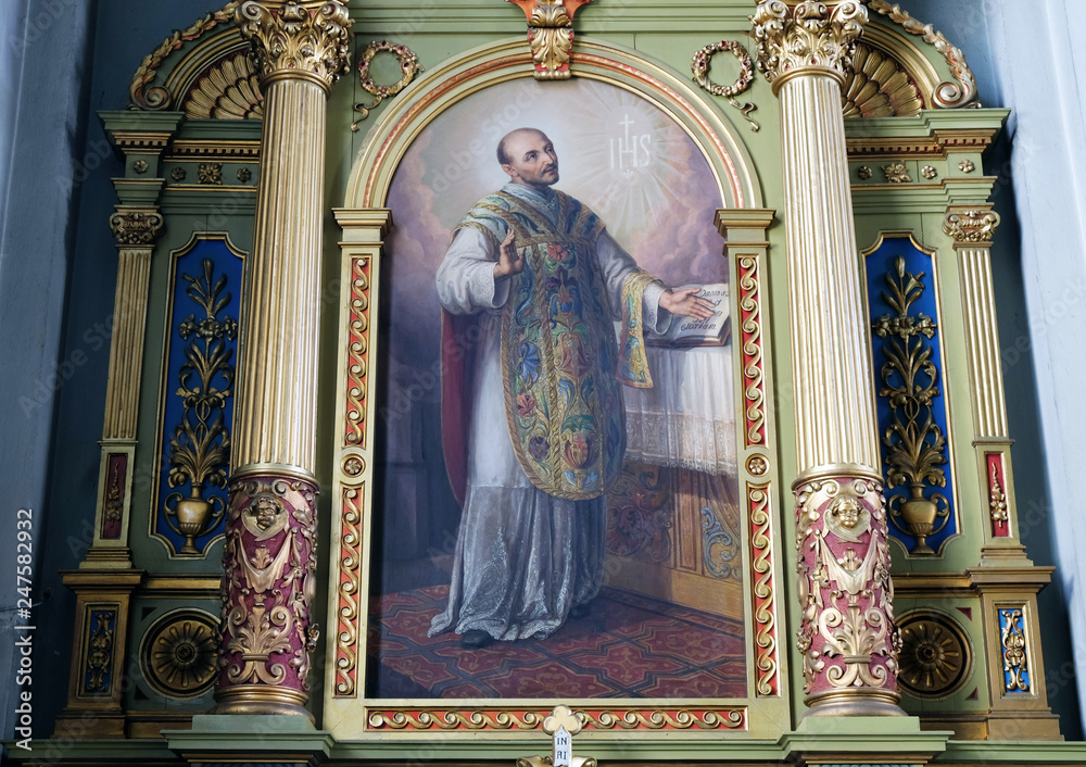 Saint Ignatius of Loyola, altarpiece in the Basilica of the Sacred Heart of Jesus in Zagreb, Croatia