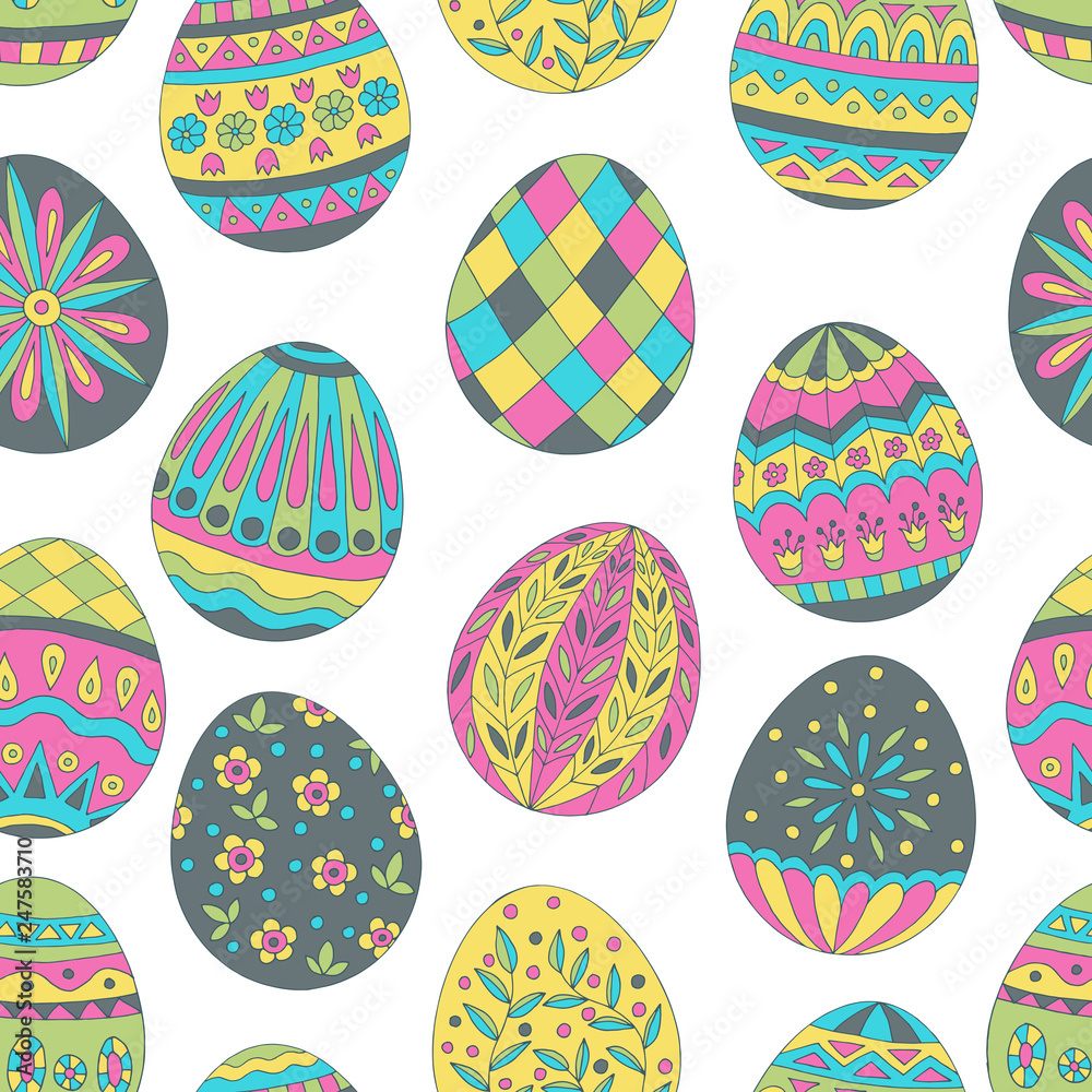 Seamless pattern of easter eggs