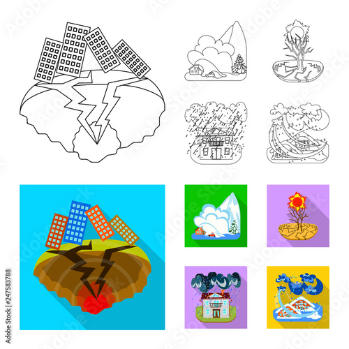 Vector illustration of weather and distress sign. Collection of weather and crash stock symbol for web.