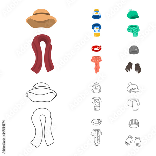 Vector design of clothes  and texture sign. Set of clothes  and weather  stock vector illustration.