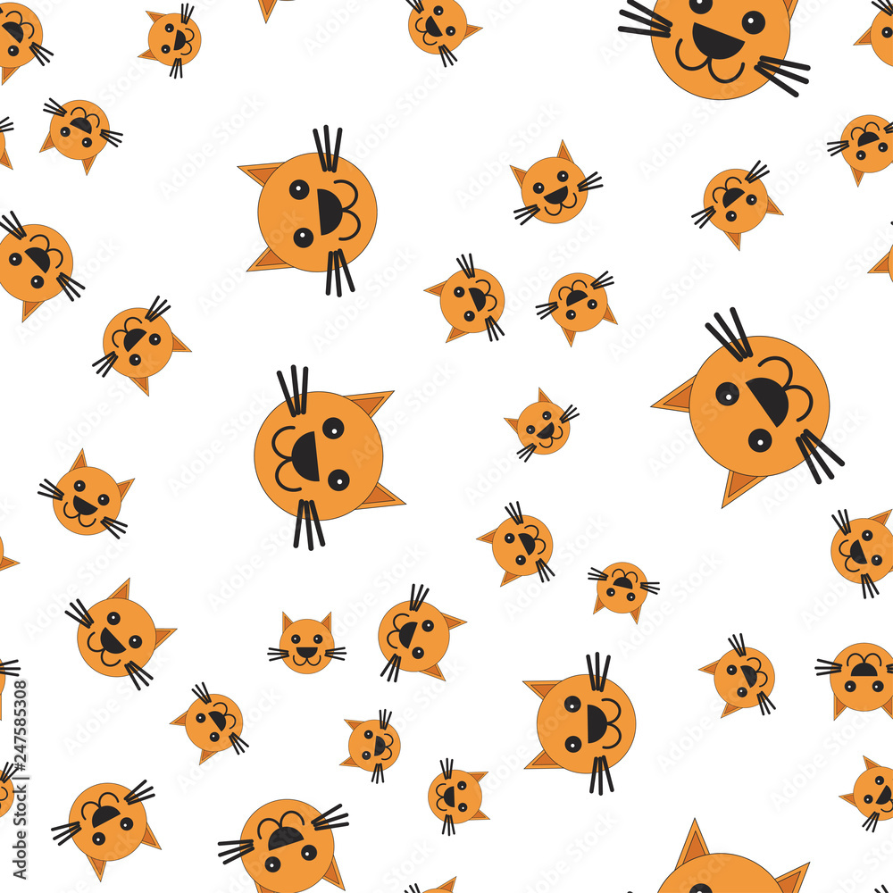 Fototapeta premium Seamless pattern of cat head.