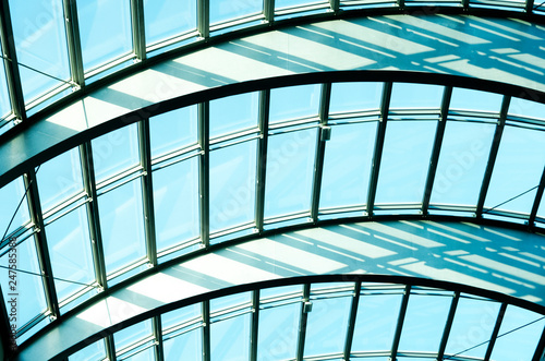 Glass roof of a modern building in the city center