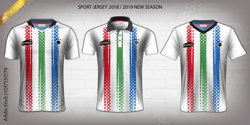 Soccer jersey and t-shirt sport mockup template, Graphic design for activewear uniforms such as Football, Volleyball, Tennis, Badminton, Table Tennis, Rugby, etc, Vector EPS10 Fully Customized.