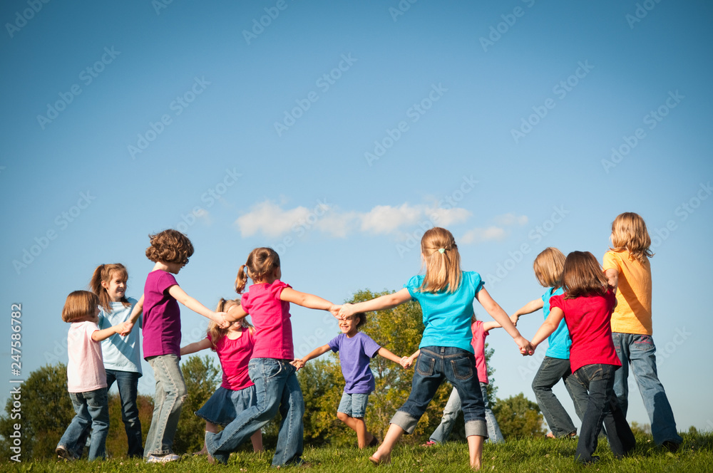 Group of Girls Holding Hands in a Circle Outside - Unity, Friendship Group of Girls Holding Hands in a Circle Outside - Unity, Friendship