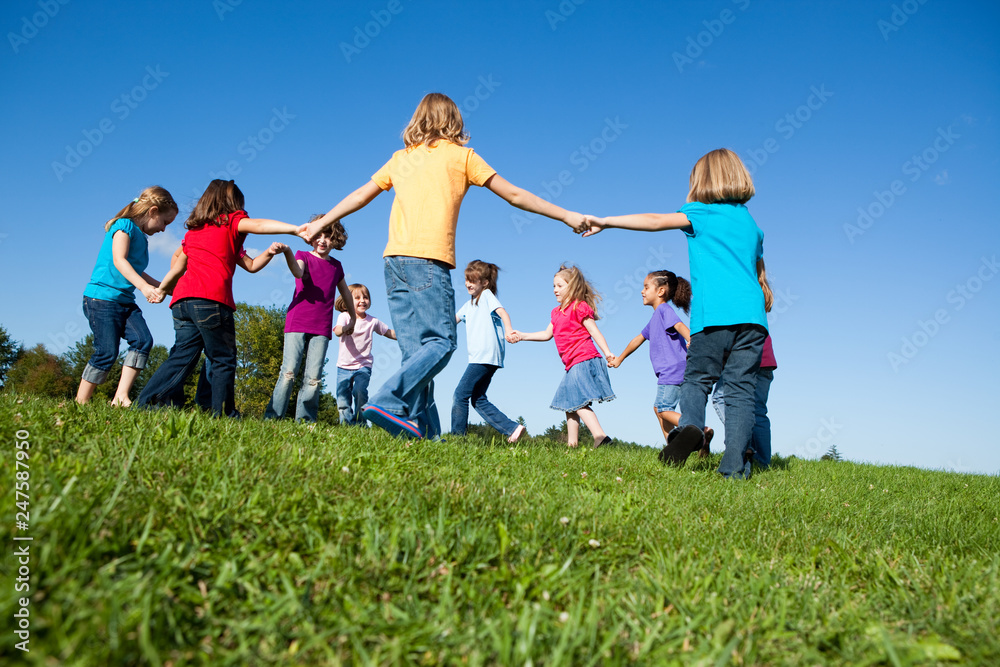 Group of Girls Holding Hands in a Circle Outside - Unity, Friendship Group of Girls Holding Hands in a Circle Outside - Unity, Friendship