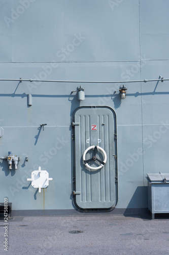 View of the HTMS Chakri Naruebet Ship with bluesky in Chonburi ,Thailand.  photo