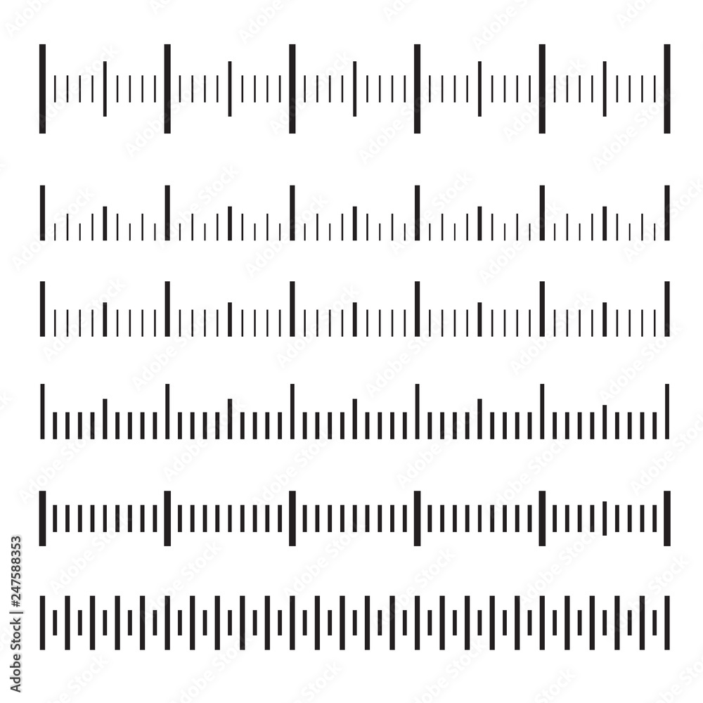 3m Ruler Graphinc Vector set of metric rulers in flat style. Measuring scales. Mackup for ...