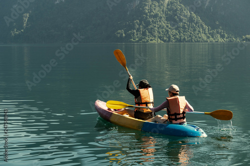 Two female kayakers