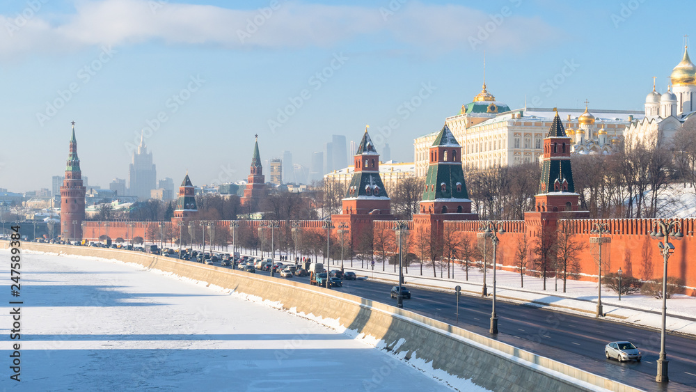 panoramic view of Kremlin along Kremlin embankment