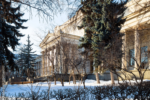 Pushkin State Museum in Moscow in winter photo