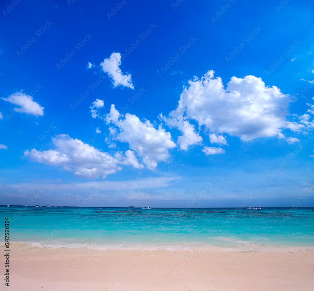 Beautiful beach  and tropical sea and blue sky, phuket, thailand