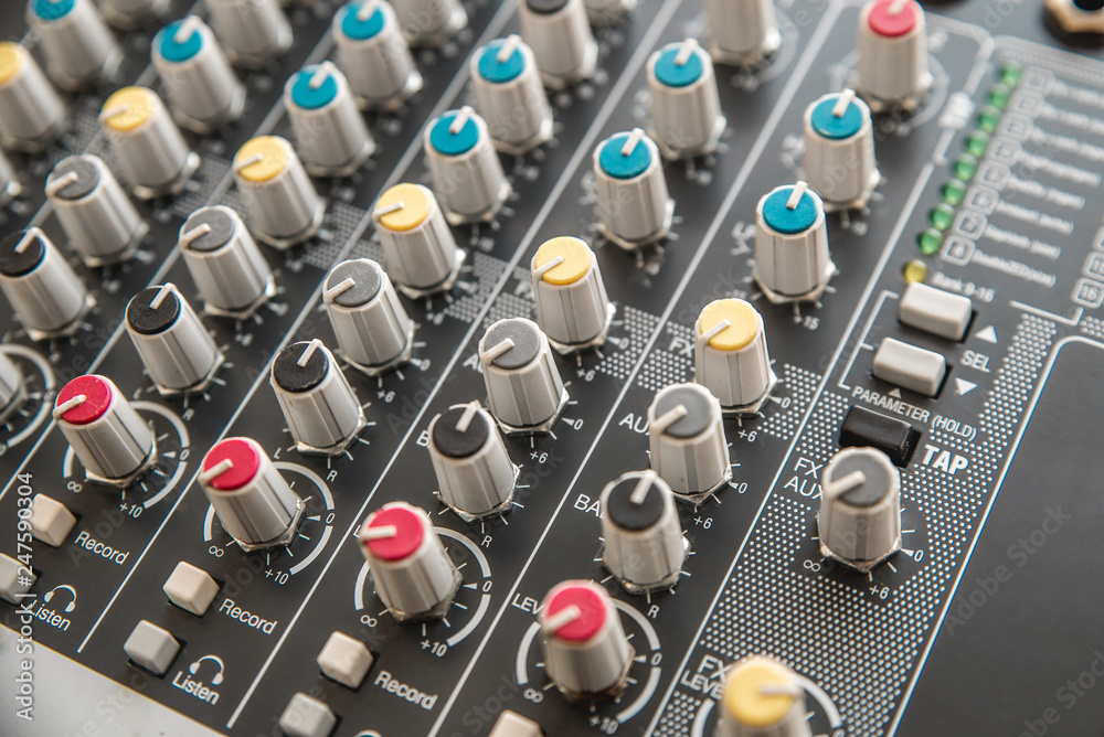 Photo of the analog audio mixer Photo of the analog audio mixer