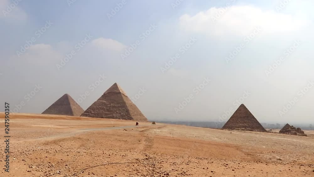 Panorama of the area with the great pyramids of Giza, Egypt Panorama of the area with the great pyramids of Giza, Egypt