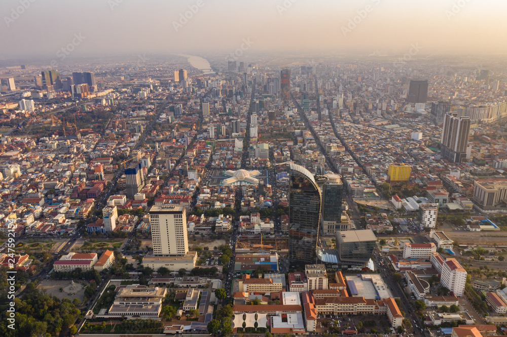 Fototapeta premium Landscape Phnompenh on January - landsmarks Cambodia - 31 Jan 2019