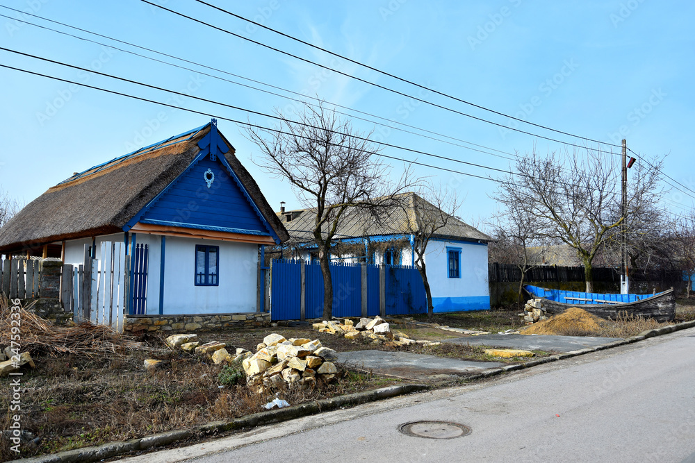 House building architecture in Jurilovca village ,an important fishing center in Danube Delta area and tourists attraction in Tulcea, Romania House building architecture in Jurilovca village ,an important fishing center in Danube Delta area and tourists attraction in Tulcea, Romania