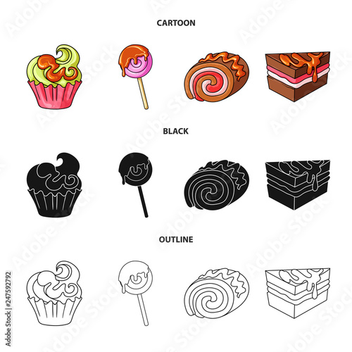 Isolated object of confectionery and culinary sign. Collection of confectionery and product vector icon for stock.