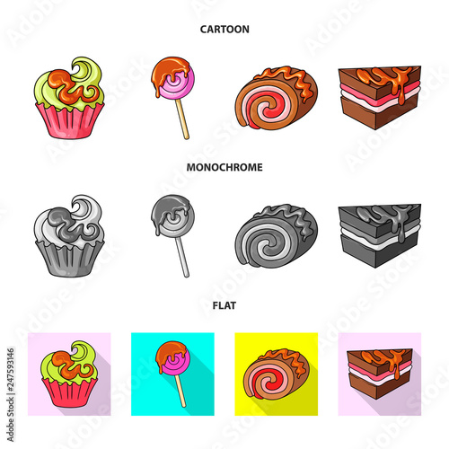 Isolated object of confectionery and culinary symbol. Collection of confectionery and product stock symbol for web.