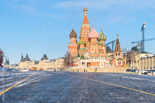 view of St Basil Cathedral from Vasilevsky Spusk