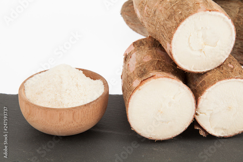 Raw cassava starch - Manihot esculenta. on white background