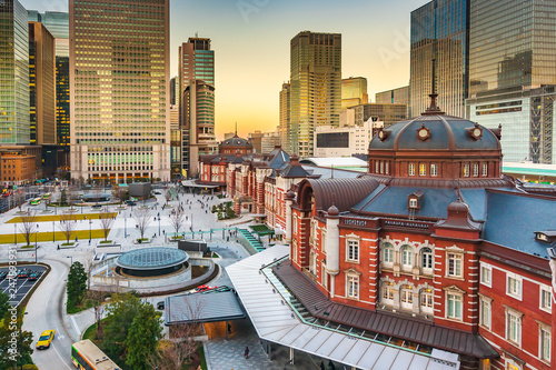 Tokyo station building, railway station at Marunouchi district, Japan photo
