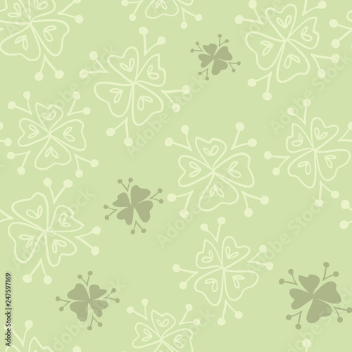  Vector Oxalis Leaves in pastel green seamless pattern background. Perfect for fabric  scrapbooking and wallpaper projects.