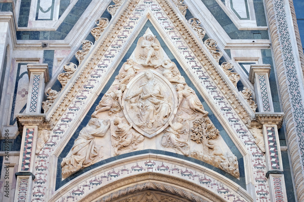 Madonna of the Girdle, Portal of Cattedrale di Santa Maria del Fiore (Cathedral of Saint Mary of the Flower), Florence, Italy