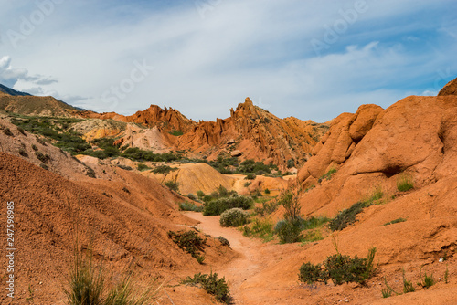 Colorful rock formations in Fairy tale canyon, Kyrgyzstan