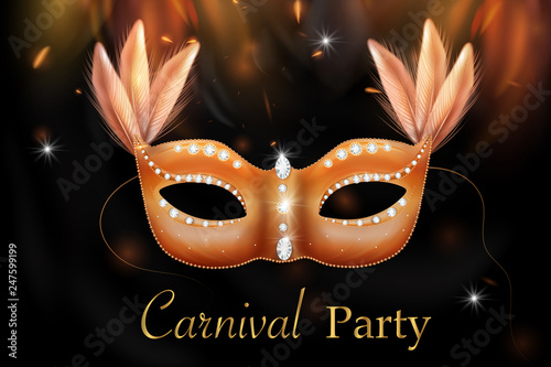 Golden Carnival Mask, Masquerade, Mardi Gras
