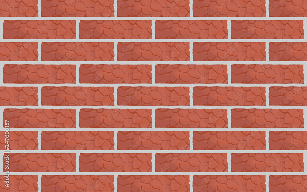 Red brick wall. Close-up. Vector image. Background. Texture. Red brick wall. Close-up. Vector image. Background. Texture.