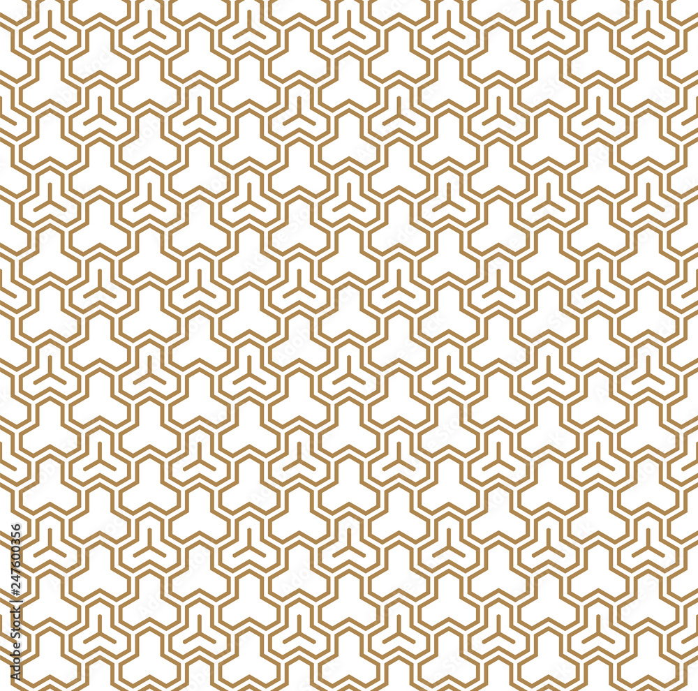 Seamless pattern based on Japanese ornament Kumiko.Golden color. Seamless pattern based on Japanese ornament Kumiko.Golden color.