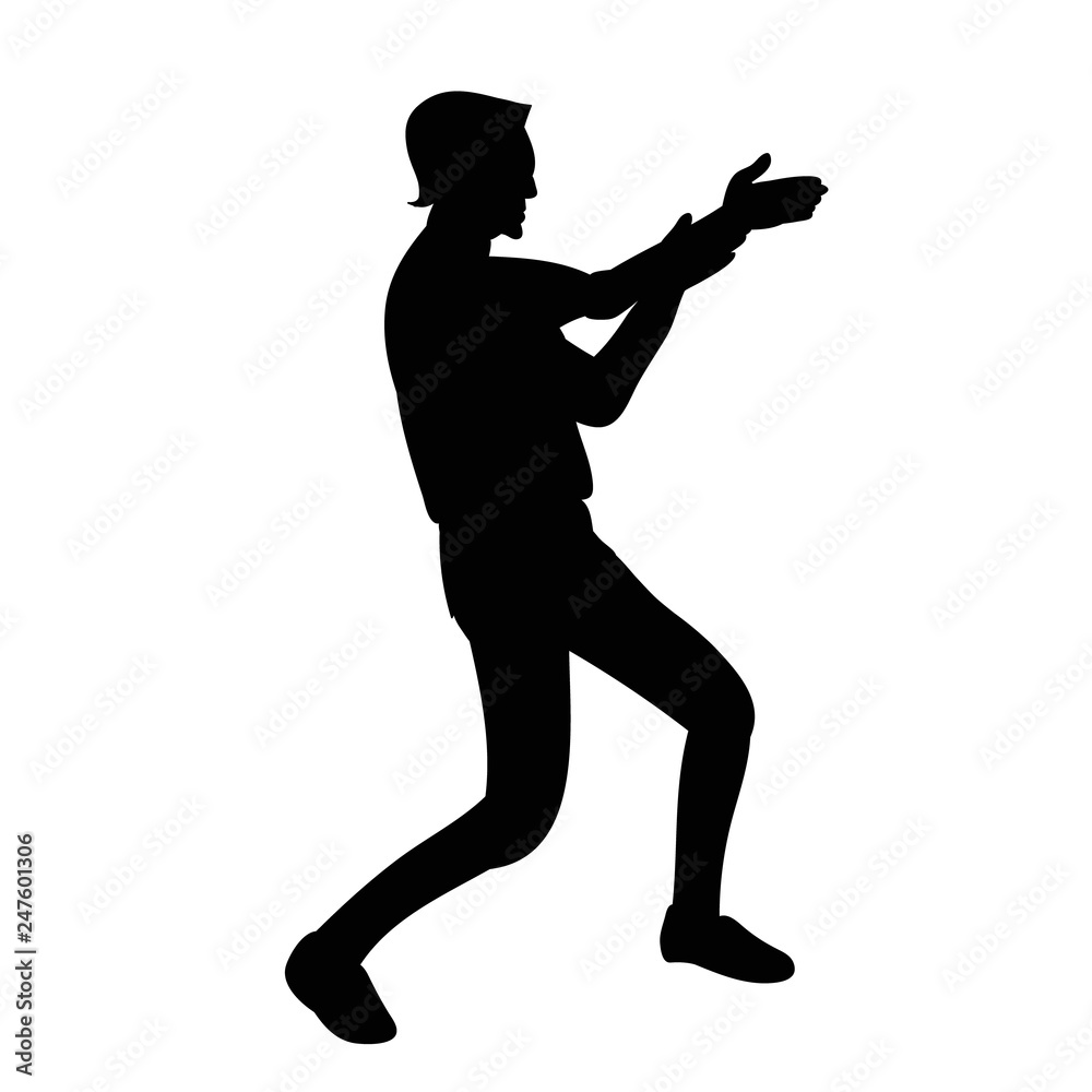 black silhouette of a guy dancing