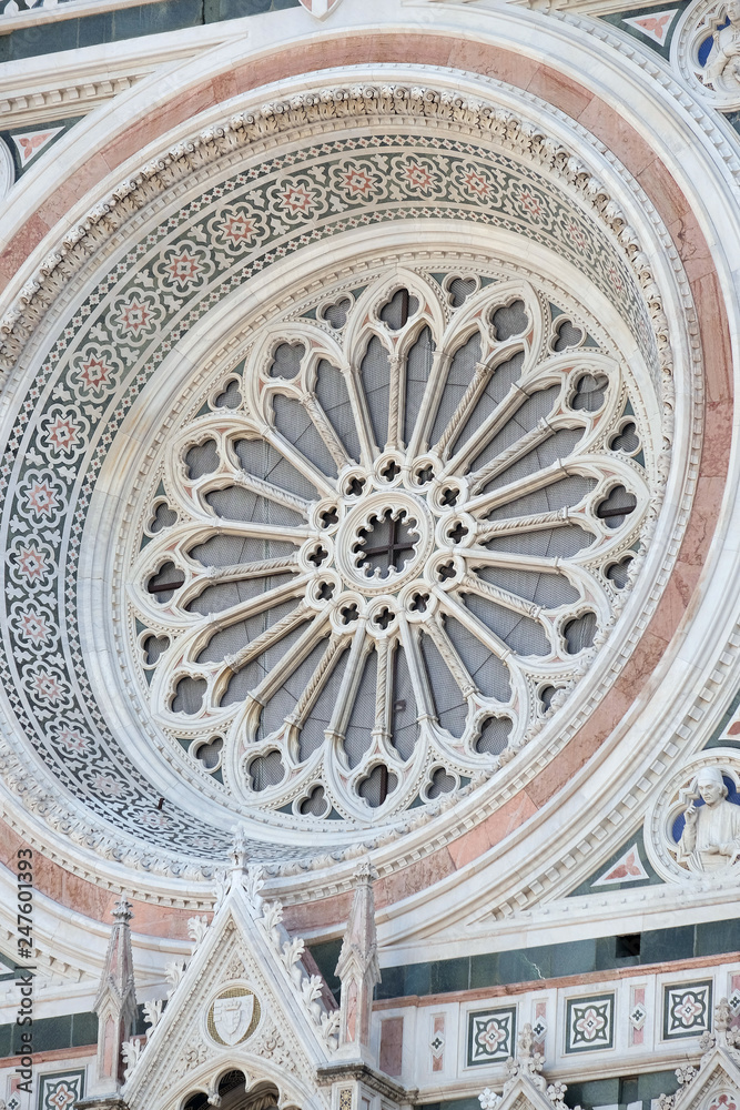 Rose Window, Portal of Cattedrale di Santa Maria del Fiore (Cathedral of Saint Mary of the Flower), Florence, Italy