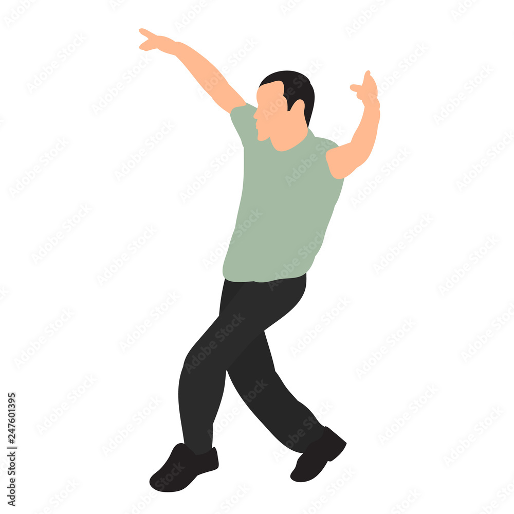 the guy is dancing, without a face, in a flat style, on a white background, vector