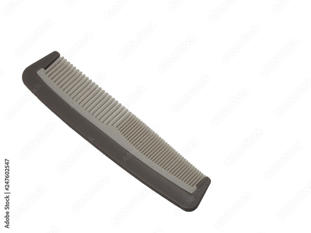 grey hair brush on isolated white background , clipping path