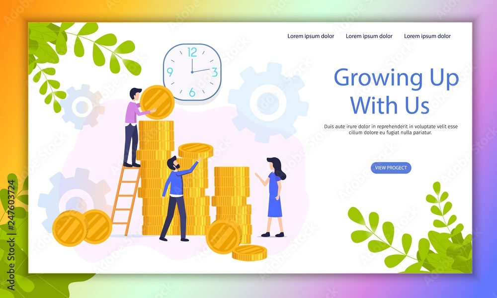 Growing Investment Project Flat Vector Website