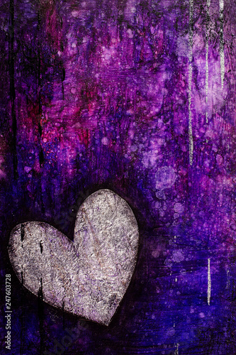 Abstract Background with a Silver Metallic Heart