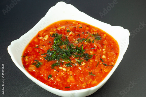 Tableau sur toile adjika,hot chili sauce,meat sauce,pepper mix
