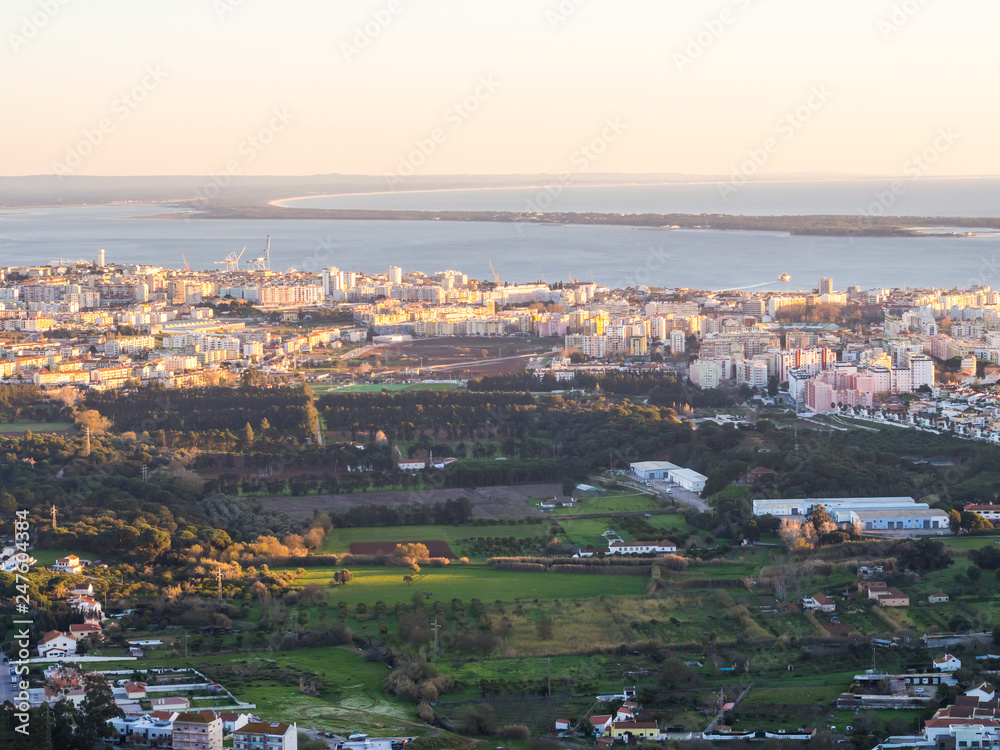 View of Setubal as seen from the Palmela Castle, Portugal