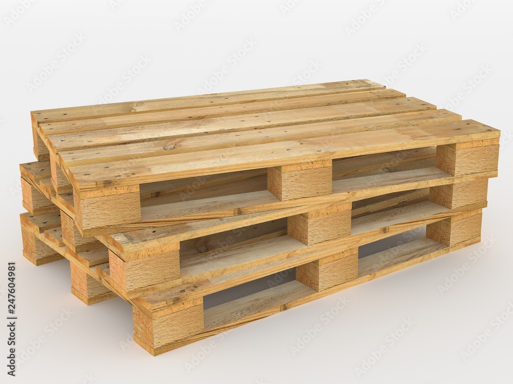 3 gestapelte Holzpaletten