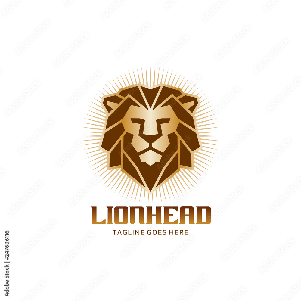 Lion head golden vector logo - white background Lion head golden vector logo - white background