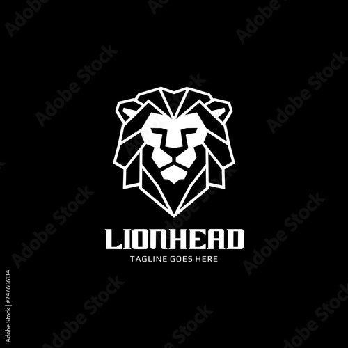 Lion head vector logo - black background