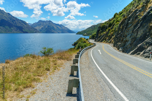 on the road in the mountains, lake wakatipu, otago, new zealand 10