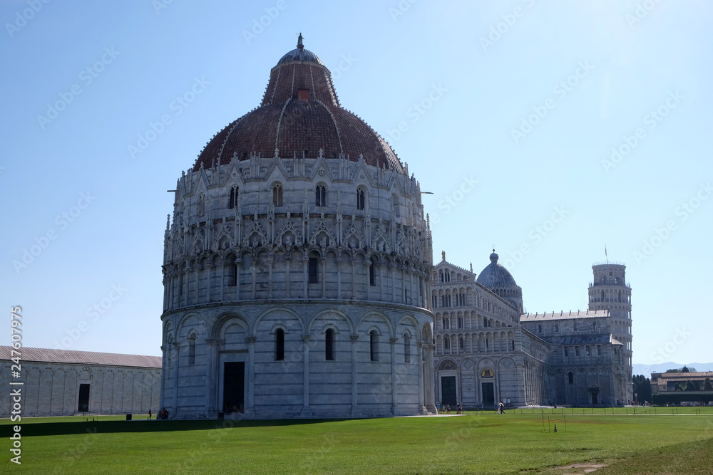 Baptistery of St. John, Cathedral St. Mary of the Assumption in the Piazza dei Miracoli in Pisa, Italy. Unesco World Heritage Site