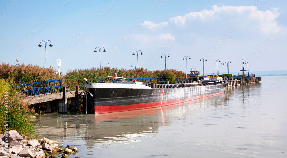 Barge at the harbor at Lake Balaton,Hungary